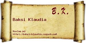 Baksi Klaudia névjegykártya
